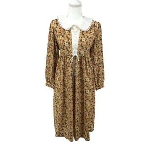 Vintage Hoover Floral Cottagecore Collard Neck Dress